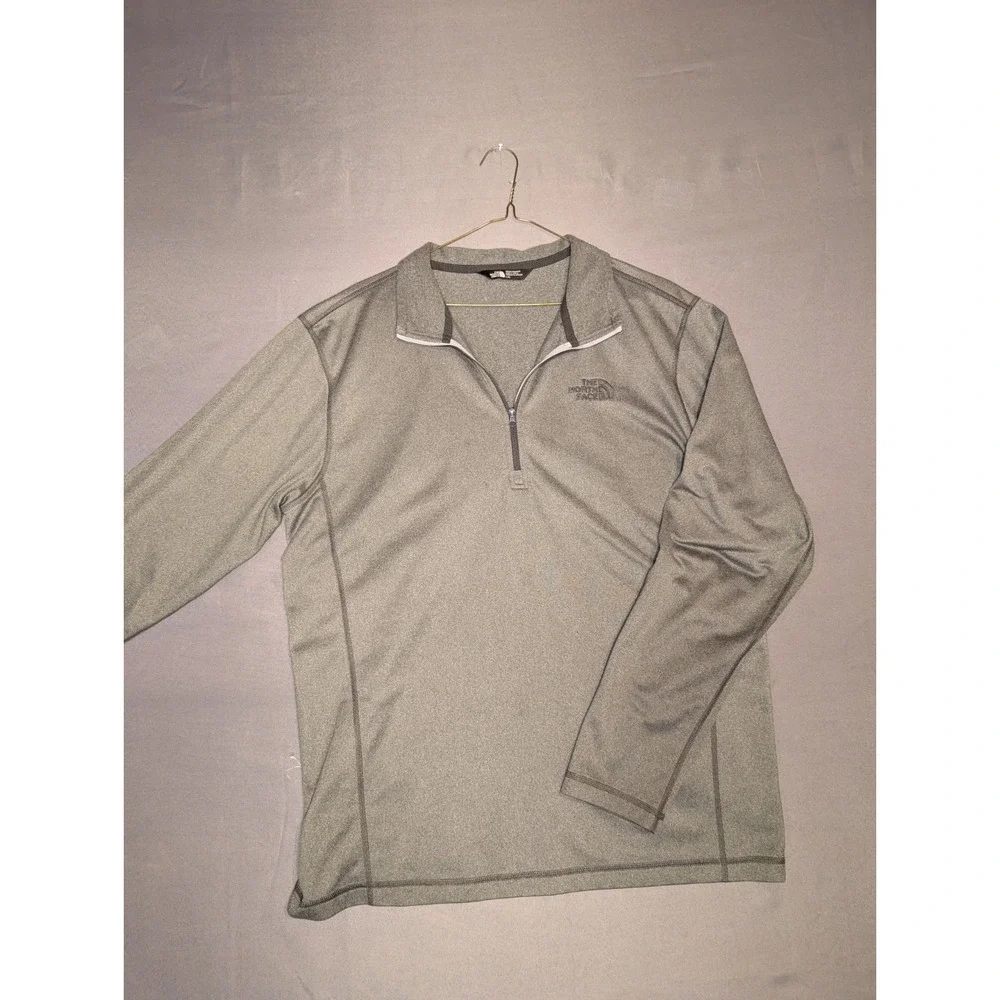 The North Face Mens Jacket Medium Gray Fleece Quarter Zip Warm Jogging Running